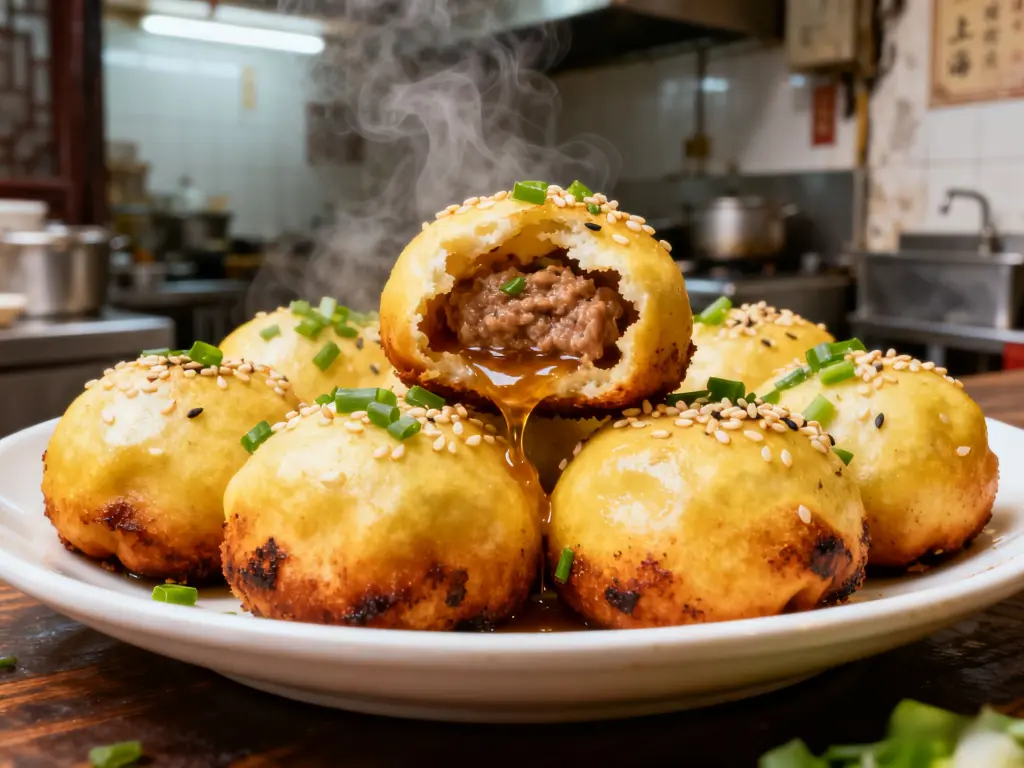 Golden and juicy Shanghai pan-fried buns