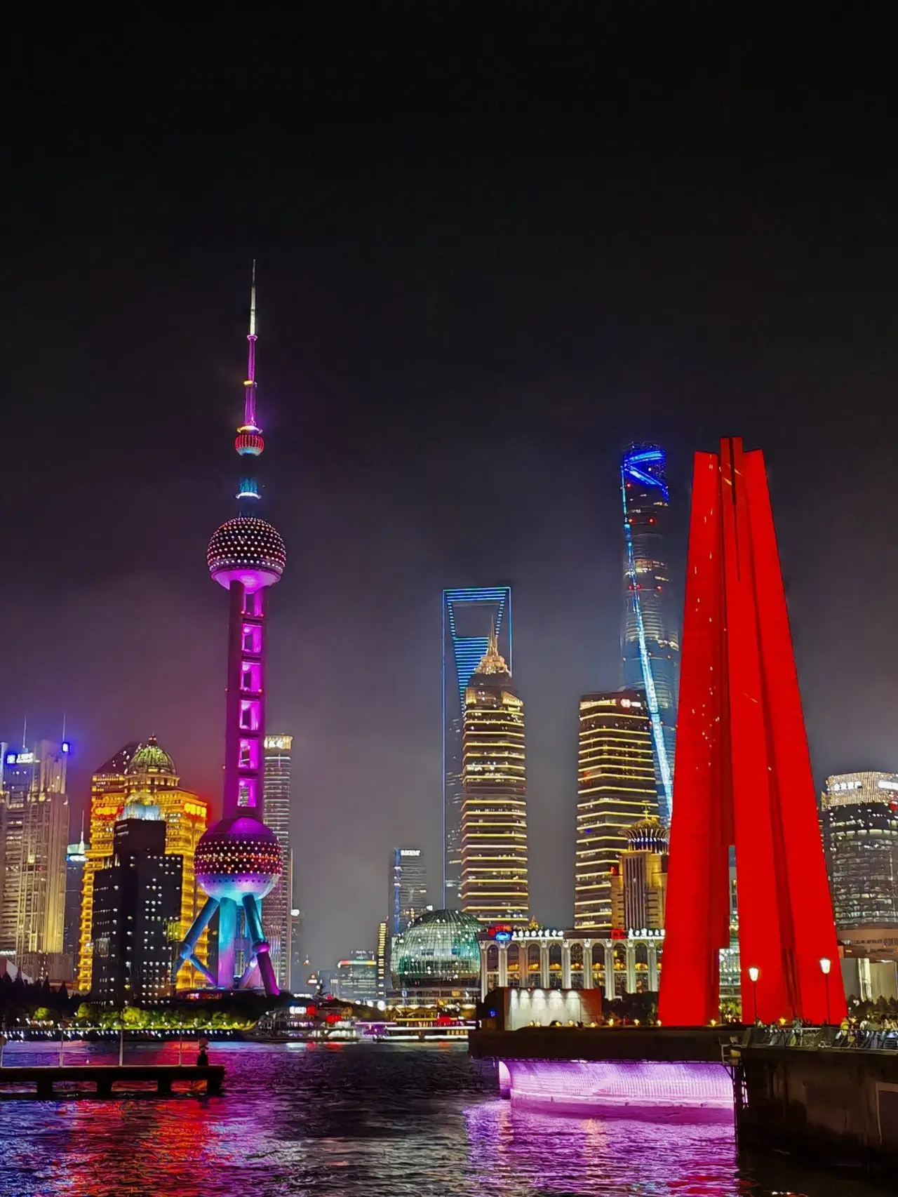 Shanghai Oriental Pearl Tower and Monument to the People's Heroes