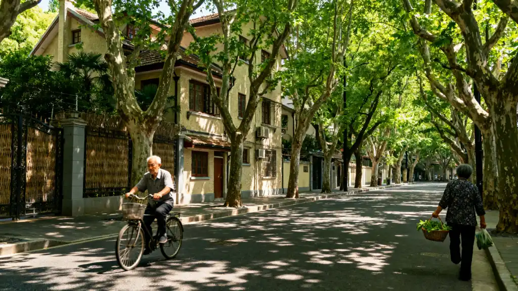 The tranquil Wutong Street in the French Concession of Shanghai