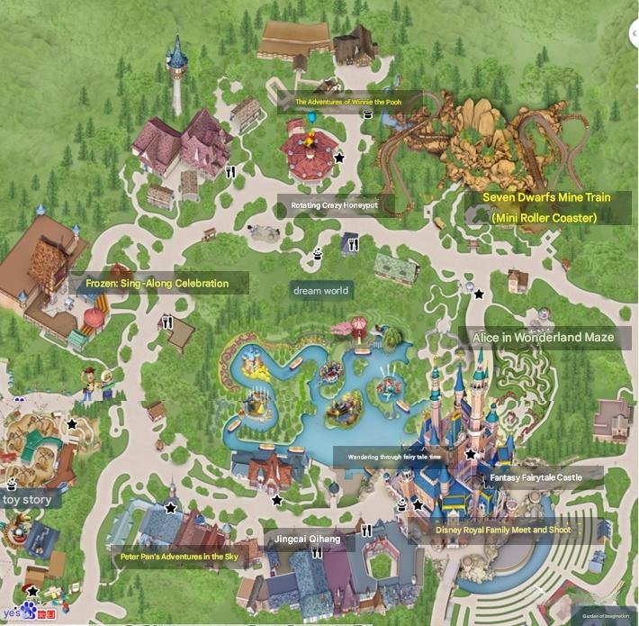 Shanghai Disneyland Fantasy World Route Map