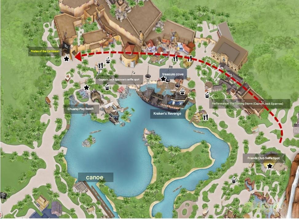 Shanghai Disneyland Treasure Cove Route Map