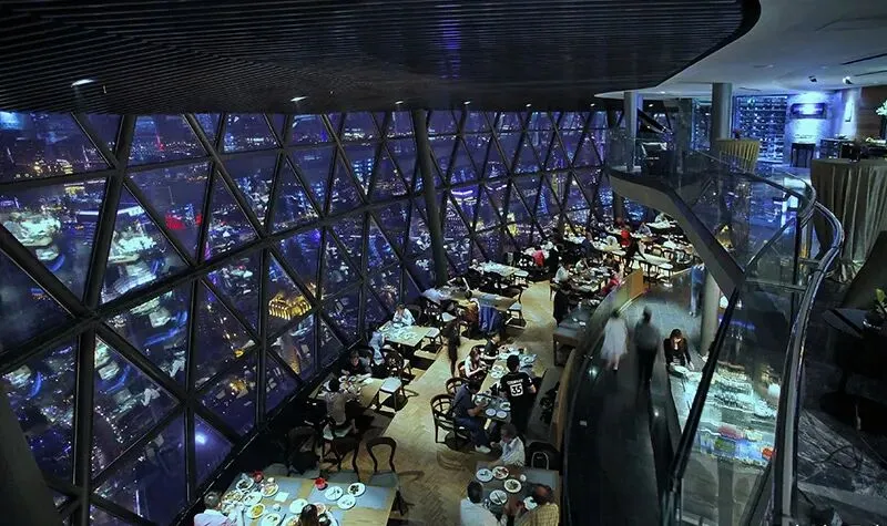 The revolving restaurant of the Oriental Pearl Tower in Shanghai