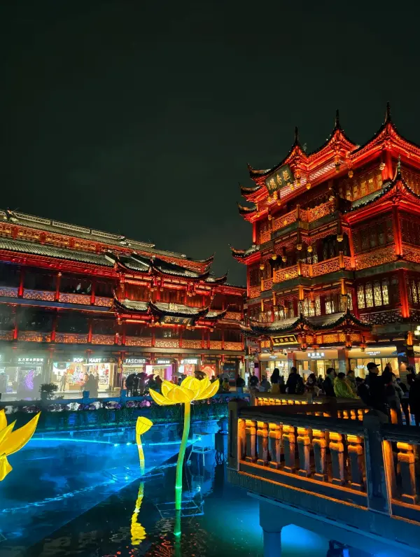 Best Tourist Attractions in Shanghai:Night view of Yu Garden in Shanghai