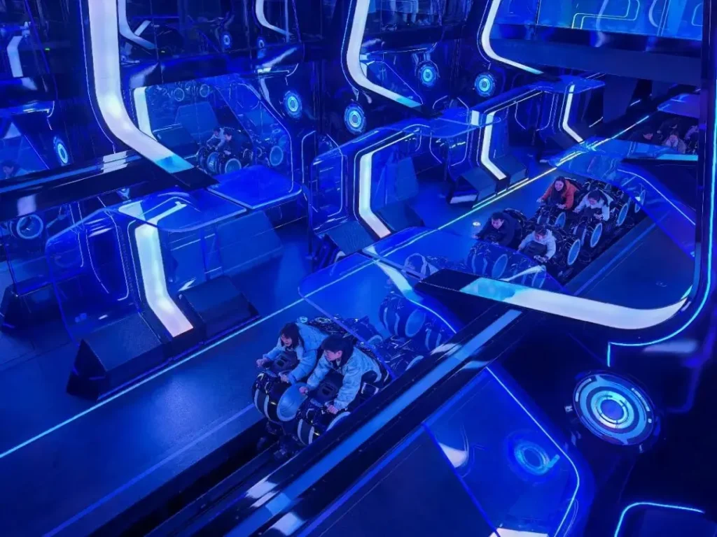 Shanghai Disney attractions TRON coaster action shot