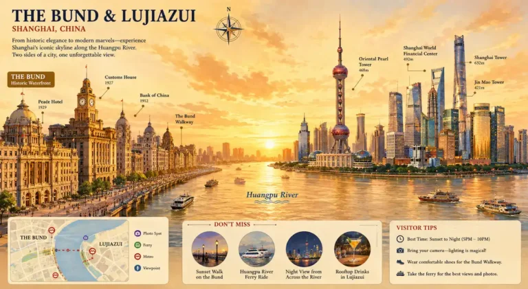 Best areas to stay in Shanghai skyline map overview